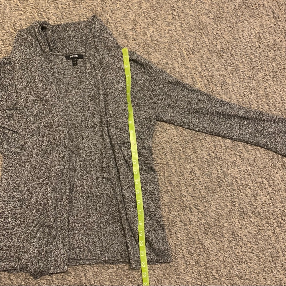 Apt. 9 Gray Cardigan Open Front  with Shawl Collar and Long Sleeves - Picture 11 of 11